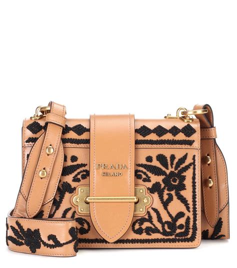 Prada Cahier Embroidered Shoulder Bag 